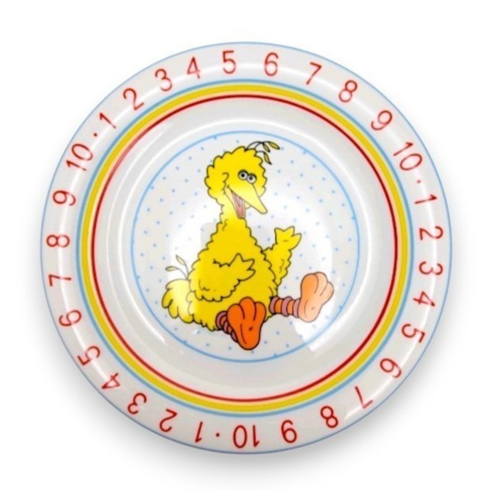 VTG 80s Sesame Street Big Bird Counting Plate Porcelain Japan Kids‎ CTW